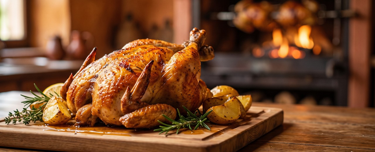 Pollo asado con guarnición de ensalada